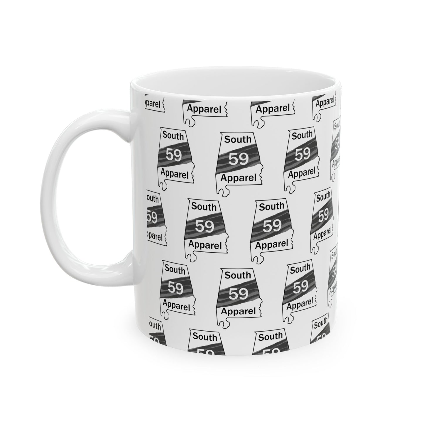 59 South Apparel Ceramic Coffee Mug - Stylish Black and White Design