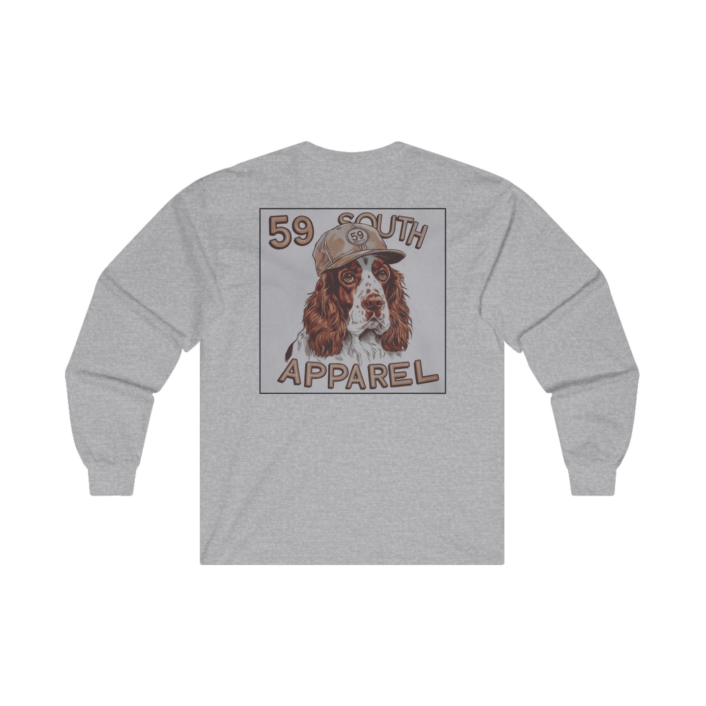 Unisex Long Sleeve Tee - 59 South Apparel Spaniel W Hat