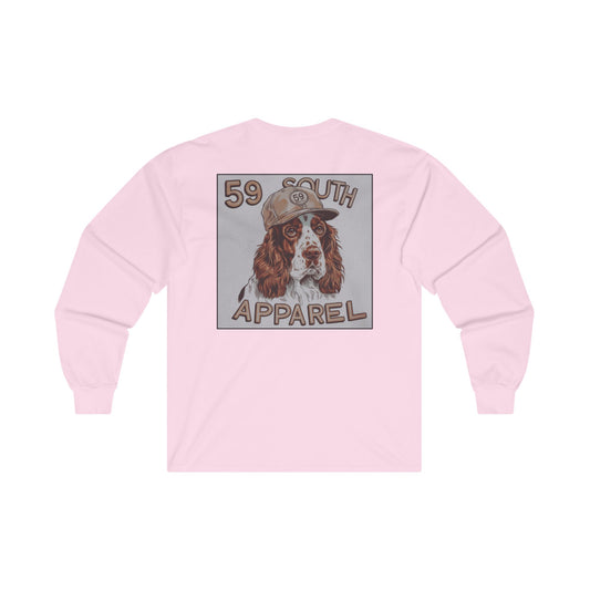 Unisex Long Sleeve Tee - 59 South Apparel Spaniel W Hat