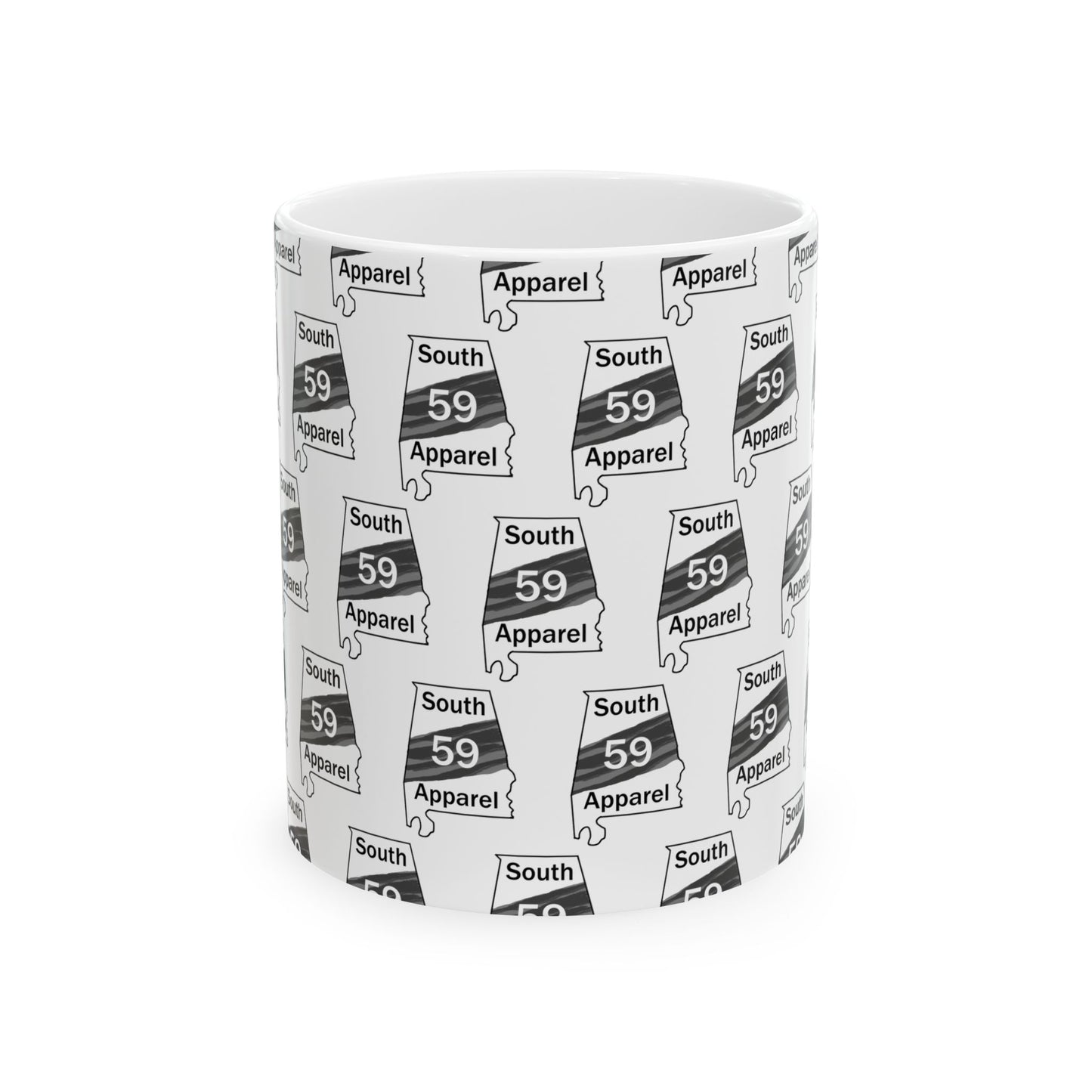 59 South Apparel Ceramic Coffee Mug - Stylish Black and White Design