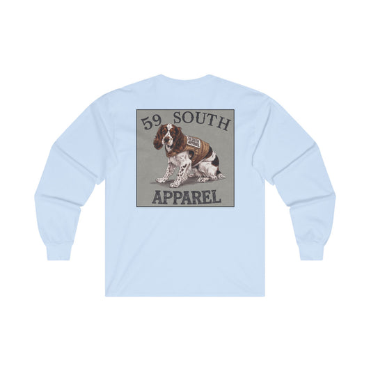 Unisex Long Sleeve Tee - 59 South Apparel Spaniel W Vest