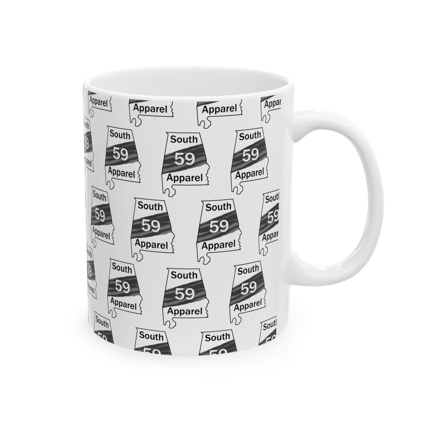 59 South Apparel Ceramic Coffee Mug - Stylish Black and White Design